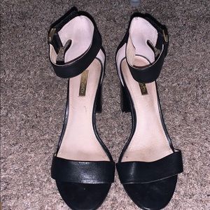 Formal black heeled sandals